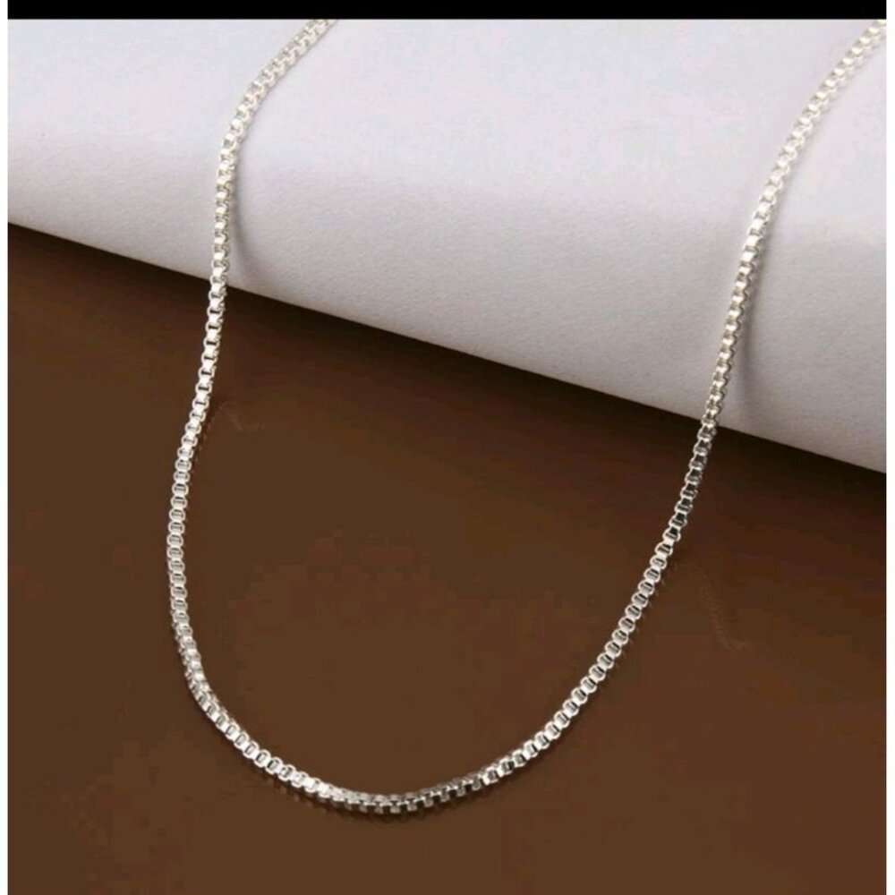 Sterling Silver 925 Box Chain 1mm Necklace 20" Lobster Clasp Fine Jewelry - Picture 3 of 5
